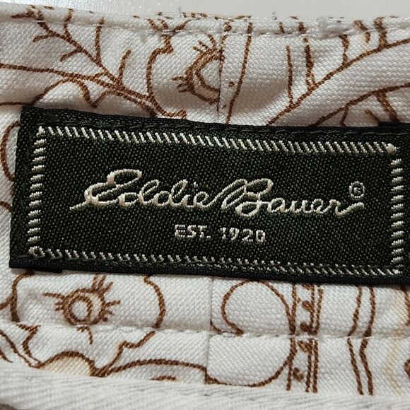 Eddie Bauer‎ Floral Skirt Cotton Linen Blend 12P A-Line Flare Hem Cream Brown - Picture 2 of 15